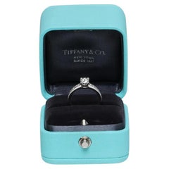 0.64ctw Tiffany & Co Cushion Cut Engagement Ring with Pave Diamond Platinum Ring