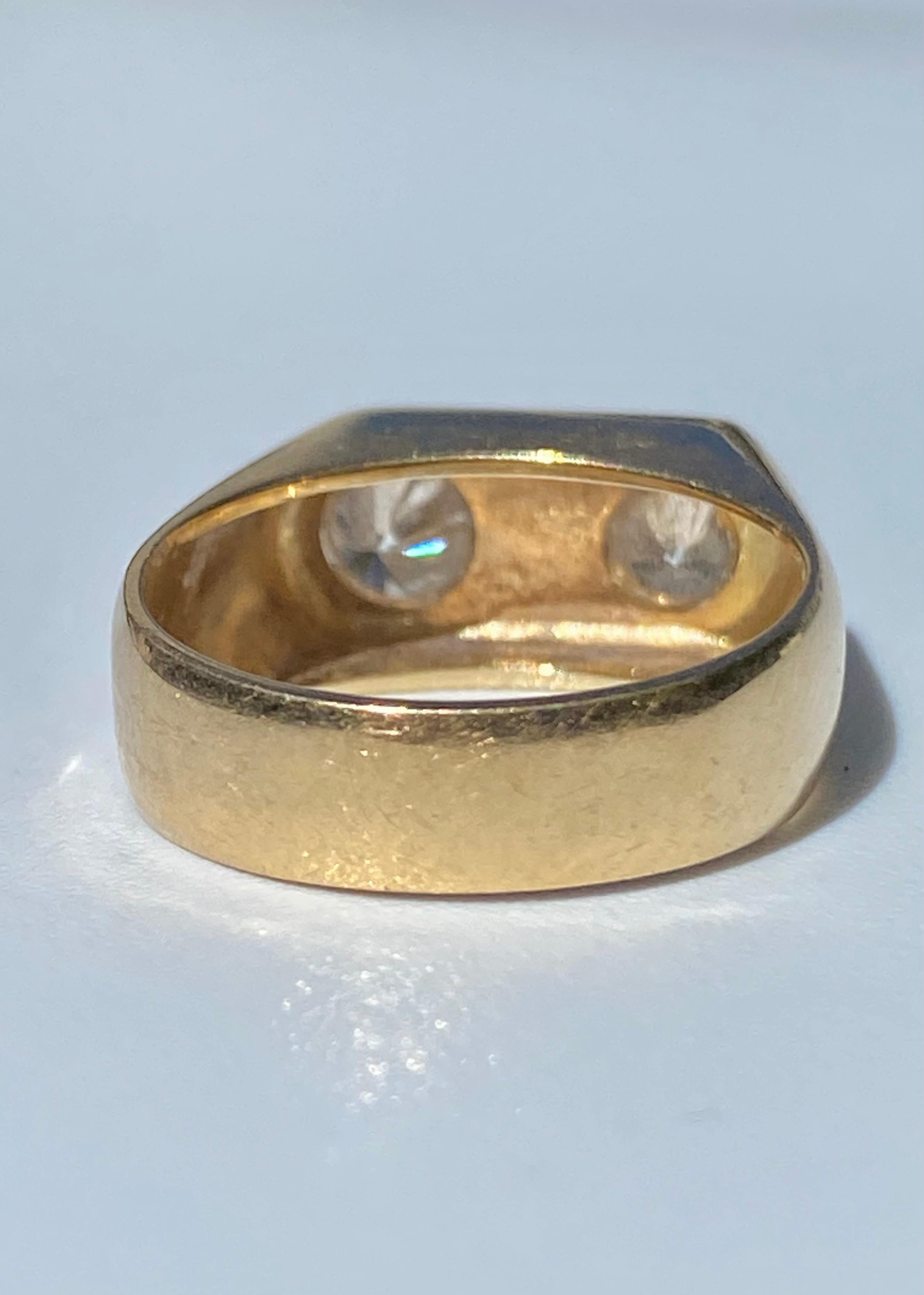 Bague unisexe en or massif 18 carats avec double diamant rond de 0,65 carat Bon état - En vente à Miami, FL