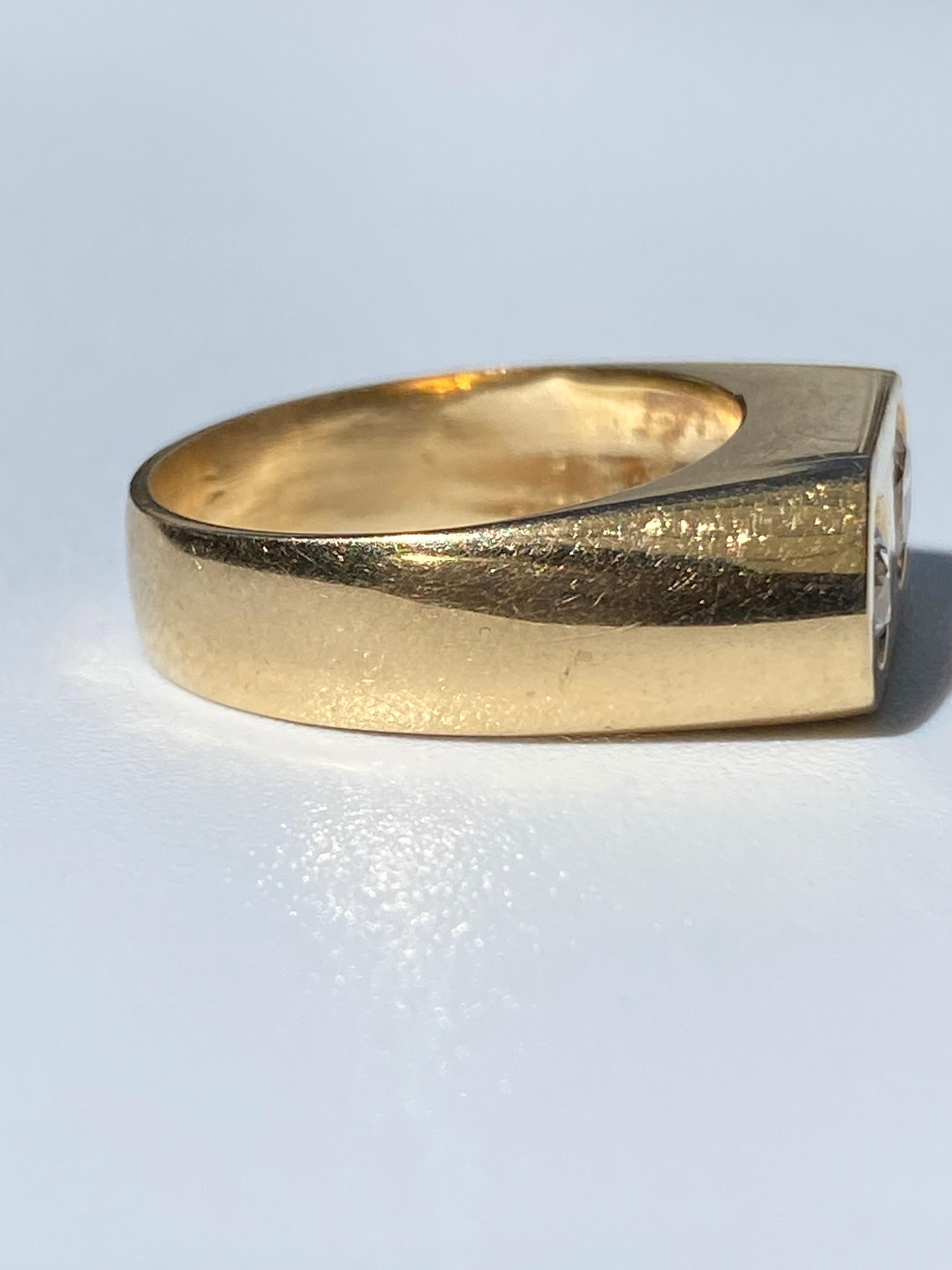 Bague unisexe en or massif 18 carats avec double diamant rond de 0,65 carat Unisexe en vente