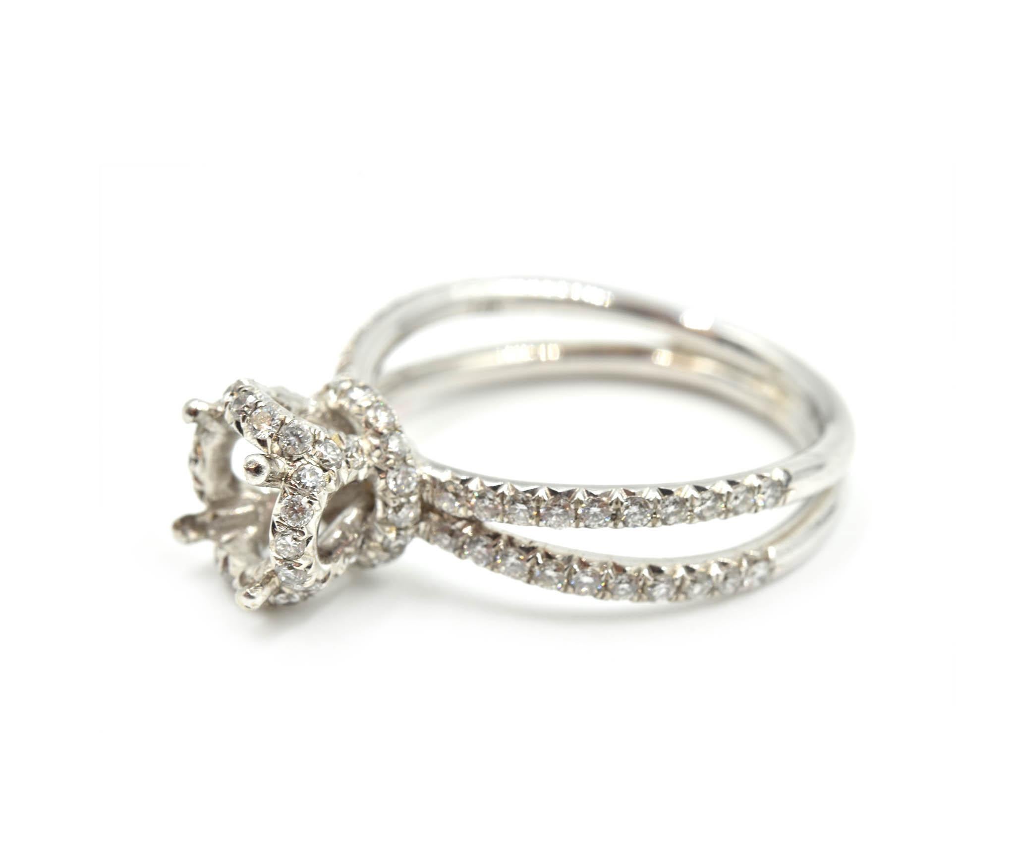 0.65 Carat Diamond 14 Karat White Gold Semi-Mount Engagement Ring In Excellent Condition In Scottsdale, AZ