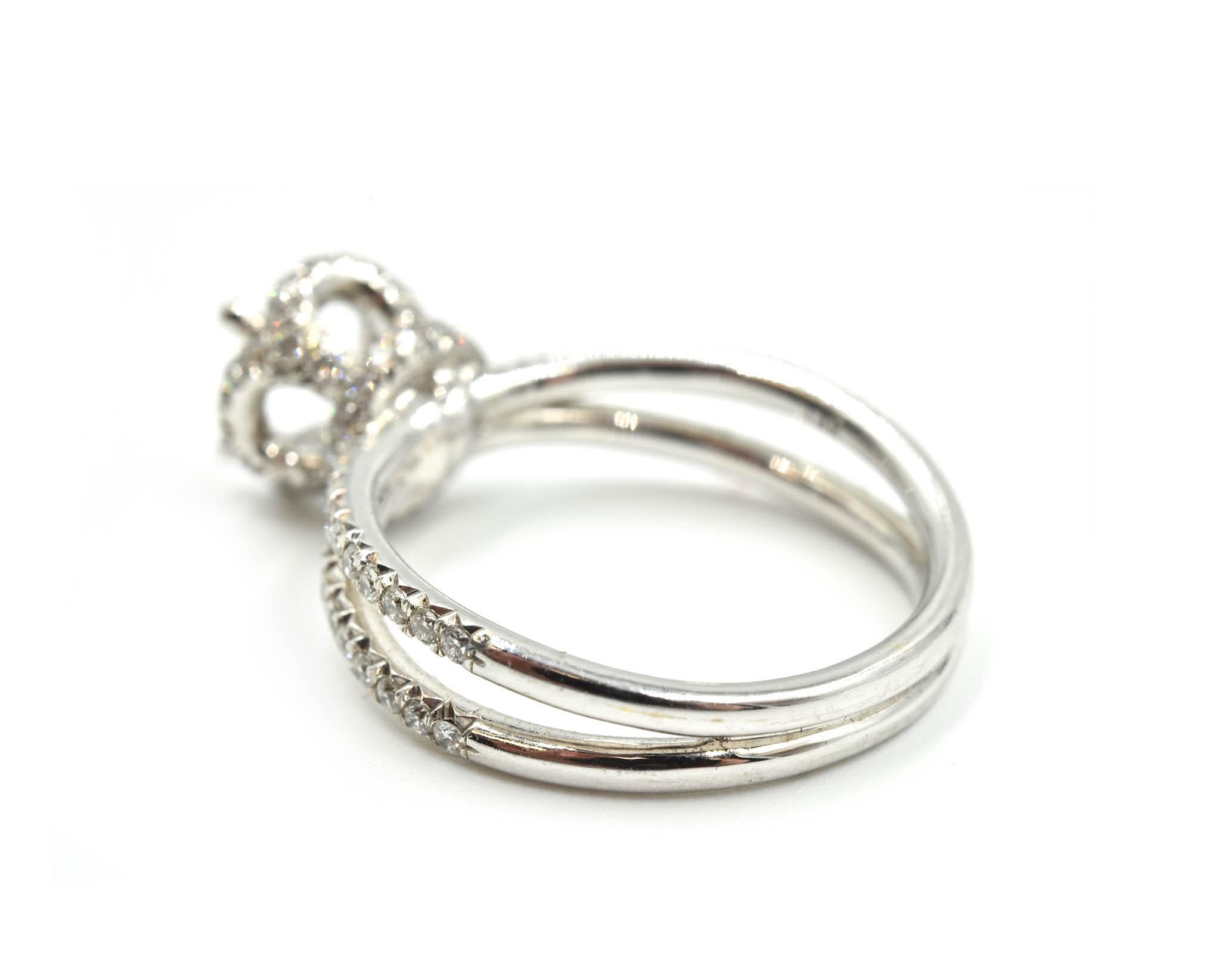 Women's 0.65 Carat Diamond 14 Karat White Gold Semi-Mount Engagement Ring