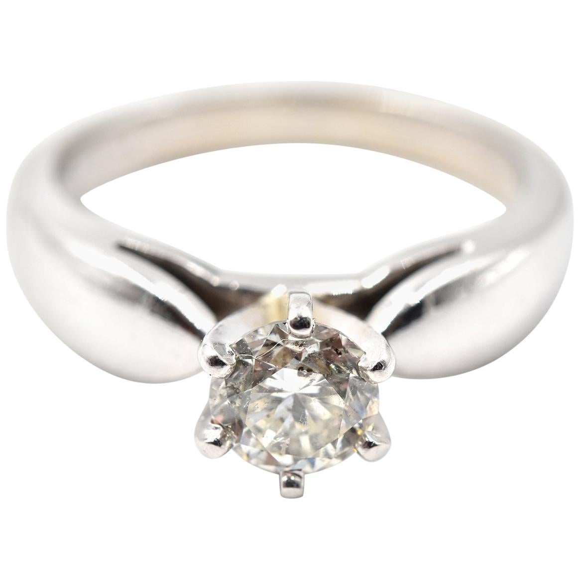 0.65 Carat Diamond 14 Karat White Gold Solitaire Engagement Ring