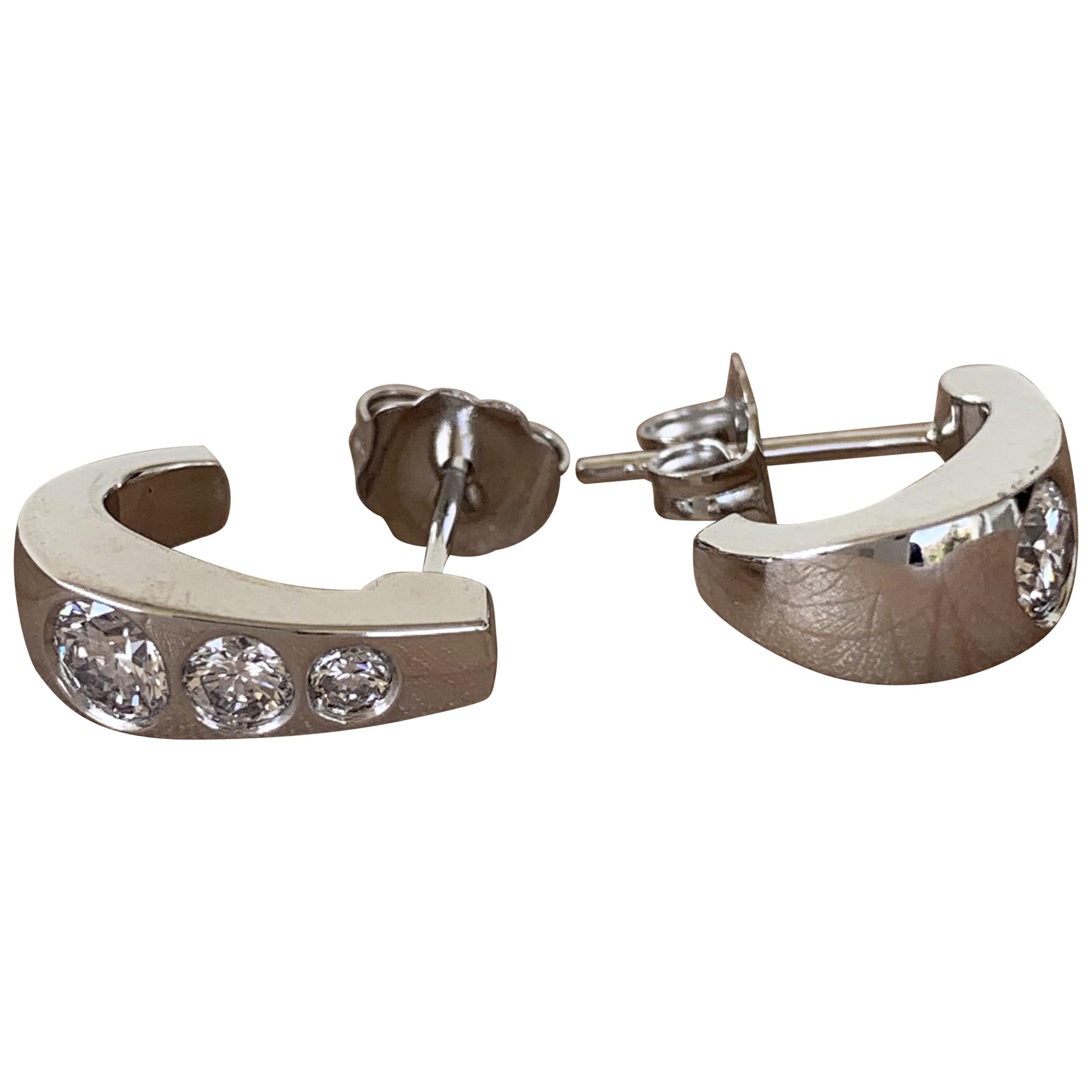 0.65 Carat Diamond Bezel Set Earrings, Ben Dannie For Sale