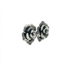 0.65 Carat Diamond Black Rhodium Gold Flower Earrings