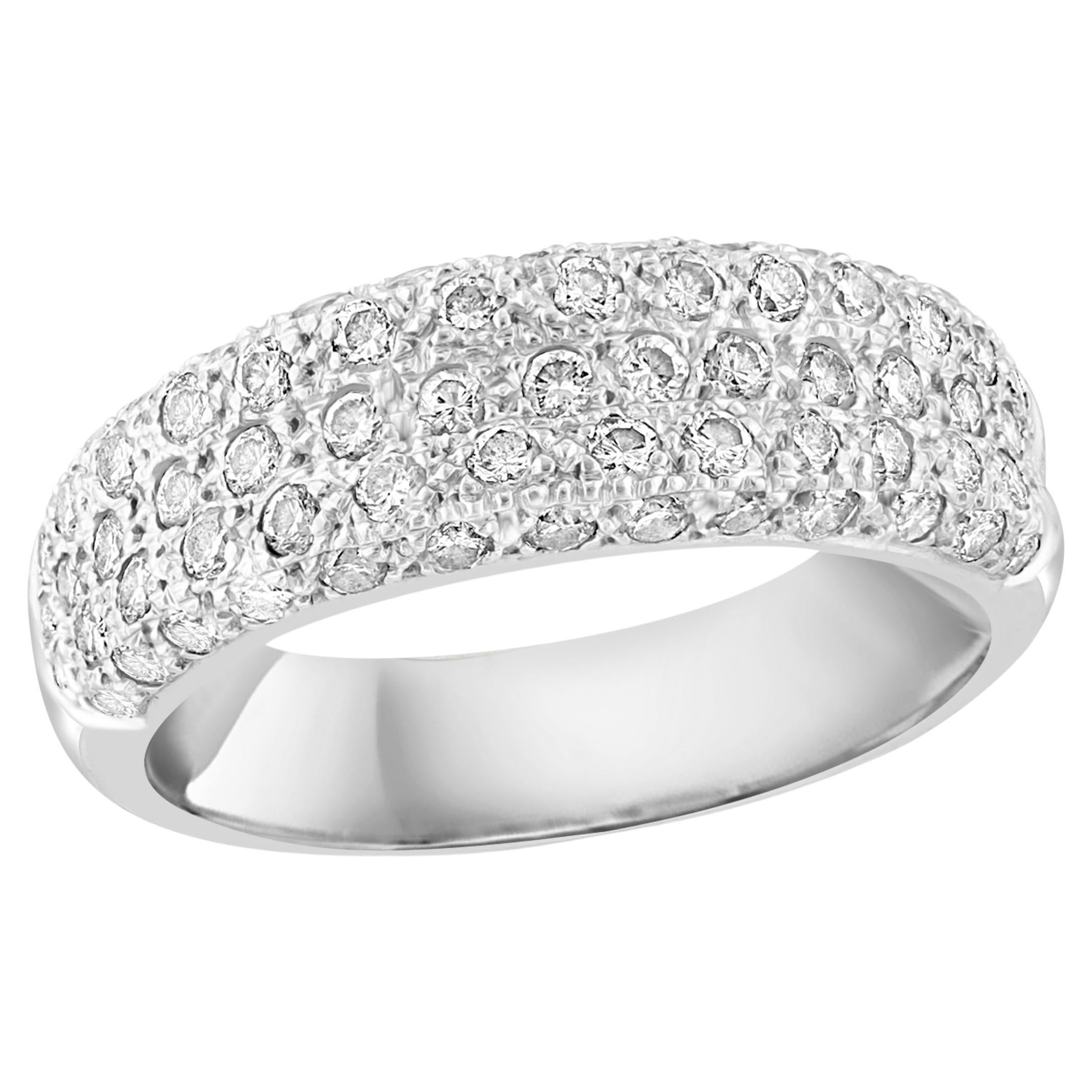 Retro 0.65 Carat Diamond 14 Karat White Gold Fishtail Band Ring For ...