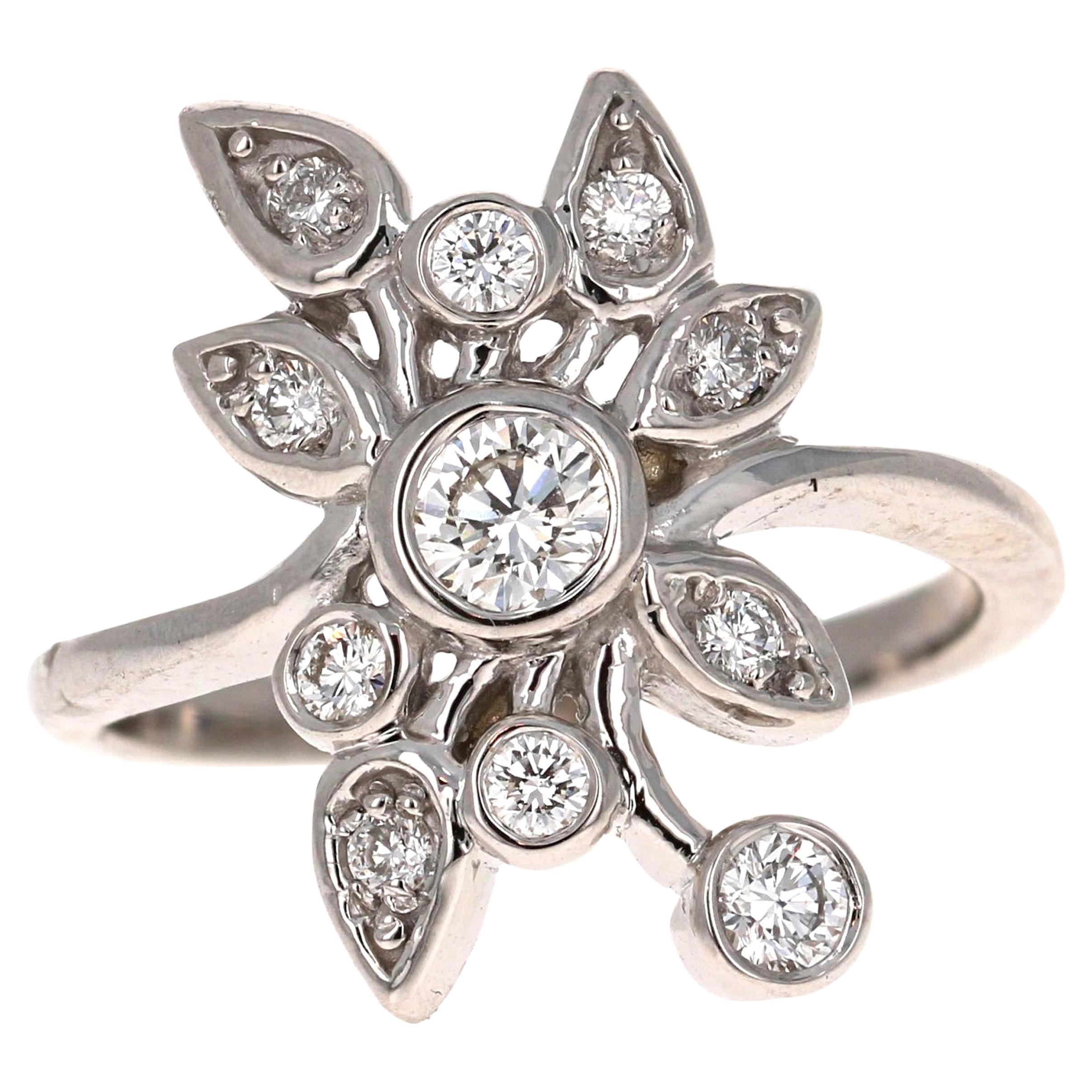 Anello Cocktail con diamante da 0,65 carati in oro bianco 18 carati