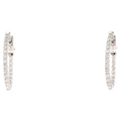 0.65 Carat Diamond Hoop Earrings 14 Karat White Gold