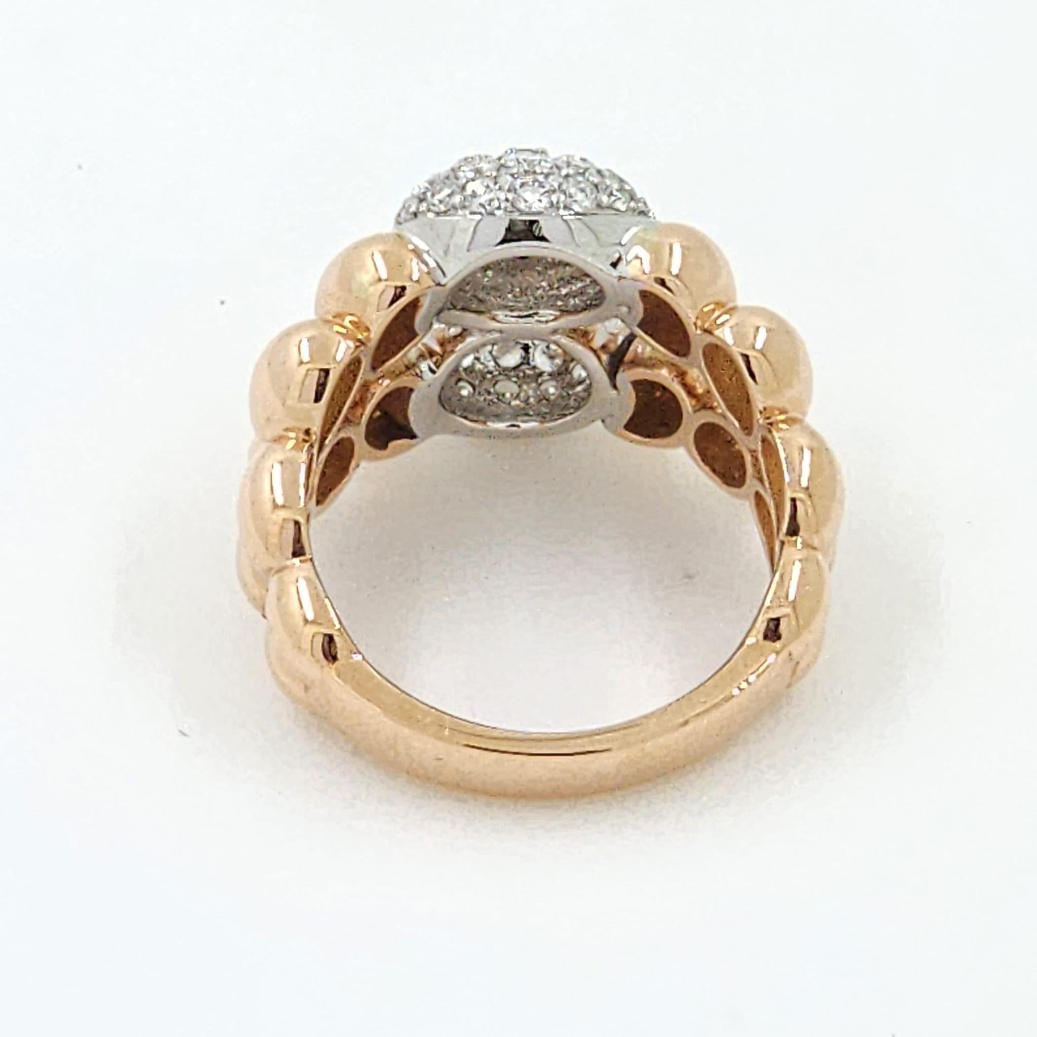 Round Cut 0.65 Carat Diamond Ring in 18K Rose and White Gold For Sale
