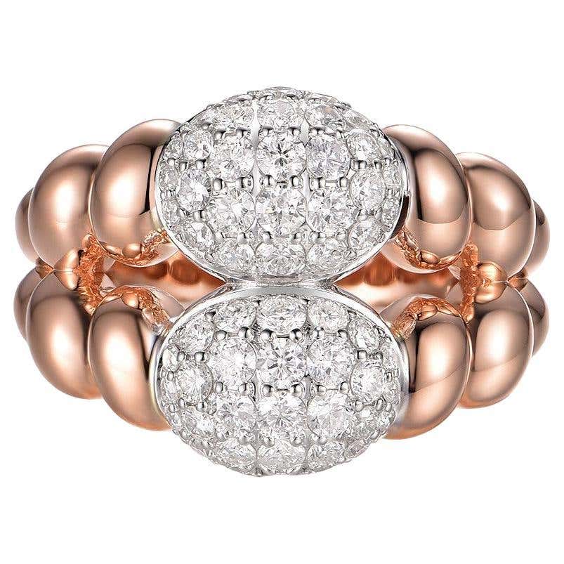 0.65 Carat Diamond Ring in 18K Rose and White Gold For Sale at 1stDibs