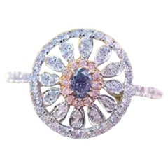 Carat Fancy Blue and Pink Diamond Ring 18 Karat White Gold