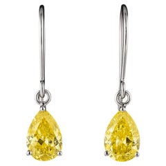 0.65 Carat Fancy Intense Yellow Pear Shape Diamond Pair – Estate Natural Diamond