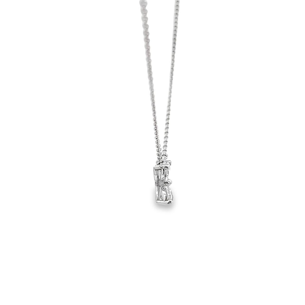 Pear Cut 0.65 Carat Flower Shape Diamond Pendant Necklace in 18K White Gold For Sale