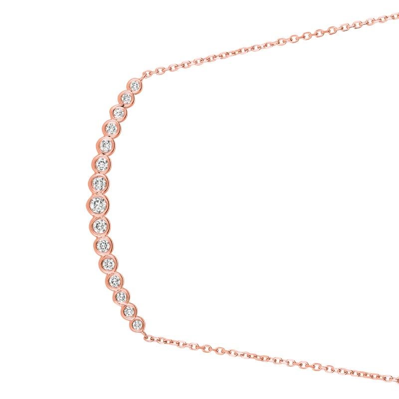 0.65 Carat Natural Diamond Bezel Necklace 14K Rose Gold G SI 18 inches chain

100% Natural Diamonds, Not Enhanced in any way Round Cut Diamond Necklace
0.65CT
G-H
SI
7/16 inch in height, 1 3/4 inch in width
14K Rose Gold, Bezel style, 4.5 grams
1