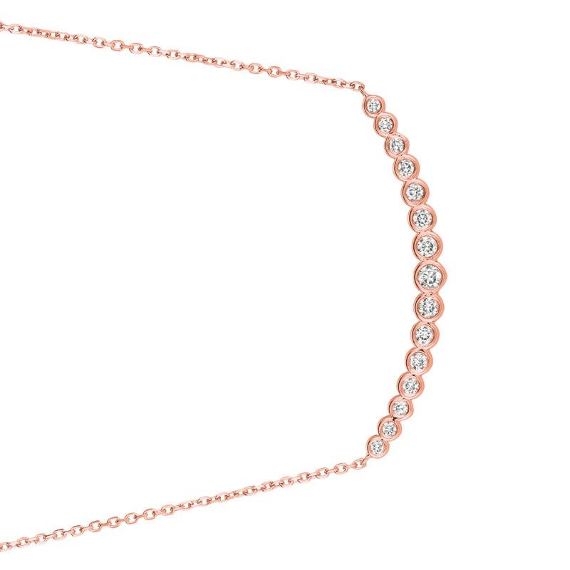Contemporary 0.65 Carat Natural Diamond Bezel Necklace Pendant 14 Karat Rose Gold G SI For Sale