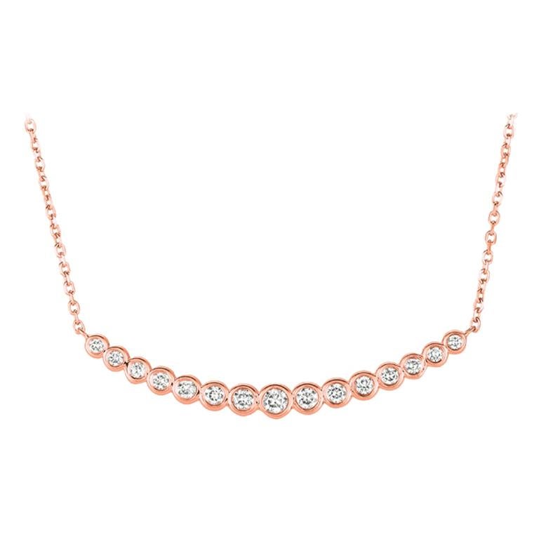 0,65 Karat natürlicher Diamant, Lünette, Halskette mit Anhänger, 14 Karat Roségold G SI im Angebot