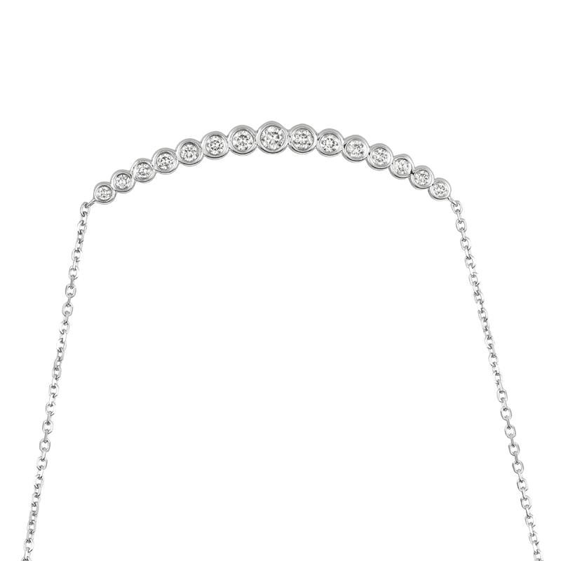 Contemporary 0.65 Carat Natural Diamond Bezel Necklace Pendant 14 Karat White Gold G SI For Sale