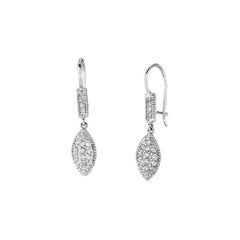 0.65 Carat Natural Diamond Marquise Shape Drop Earrings G SI 14k White Gold