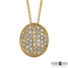 0.65 Carat Natural Diamond Oval Necklace 14 Karat White Gold