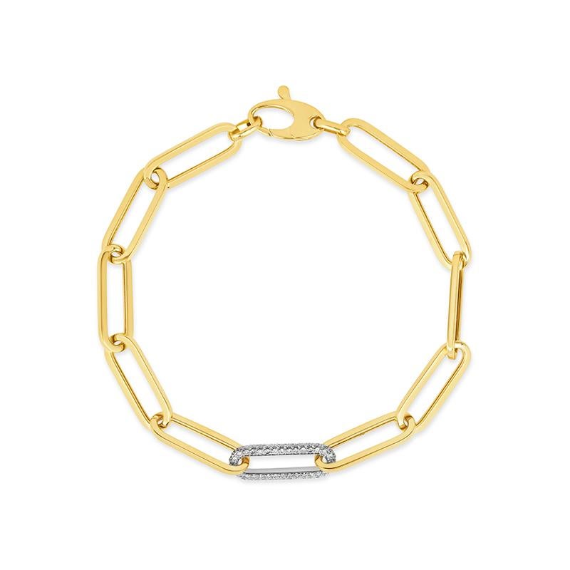 Taille ronde Bracelet à clips en or jaune 14 carats avec diamants naturels de 0,65 carat G SI en vente
