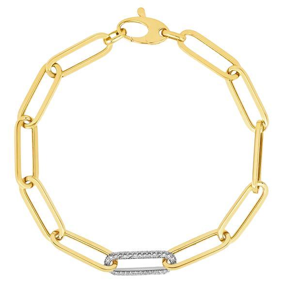 0.65 Carat Natural Diamond Paper Clip Bracelet G SI 14k Yellow Gold