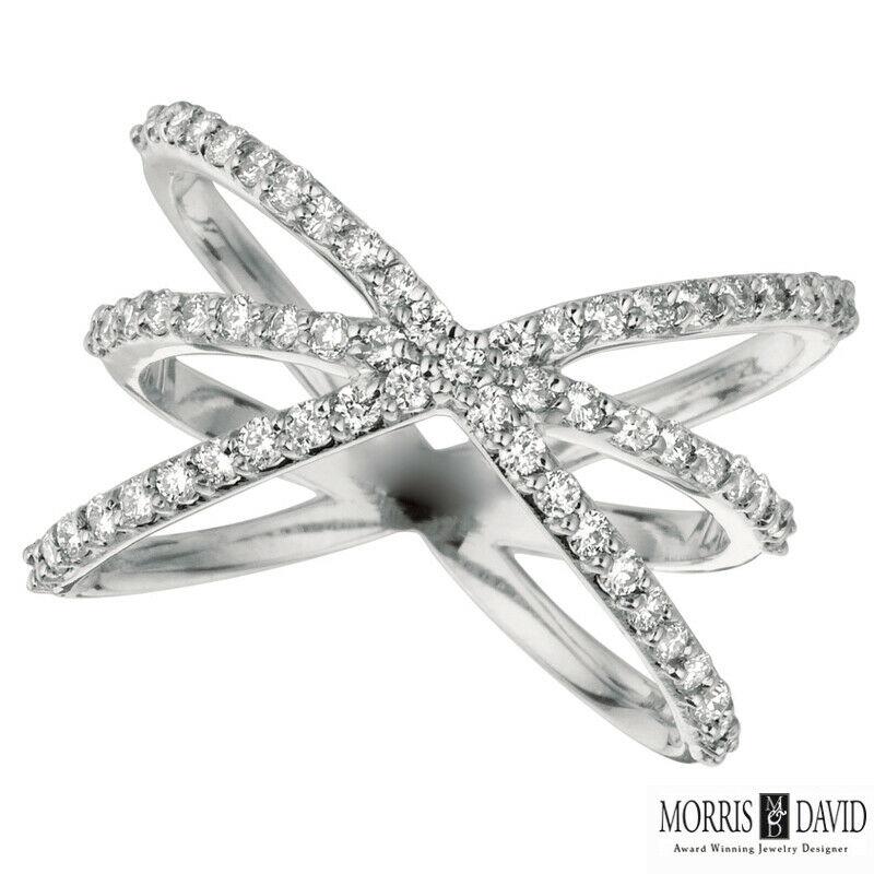 For Sale:  0.65 Carat Natural Diamond Ring Band in 14K White Gold 3