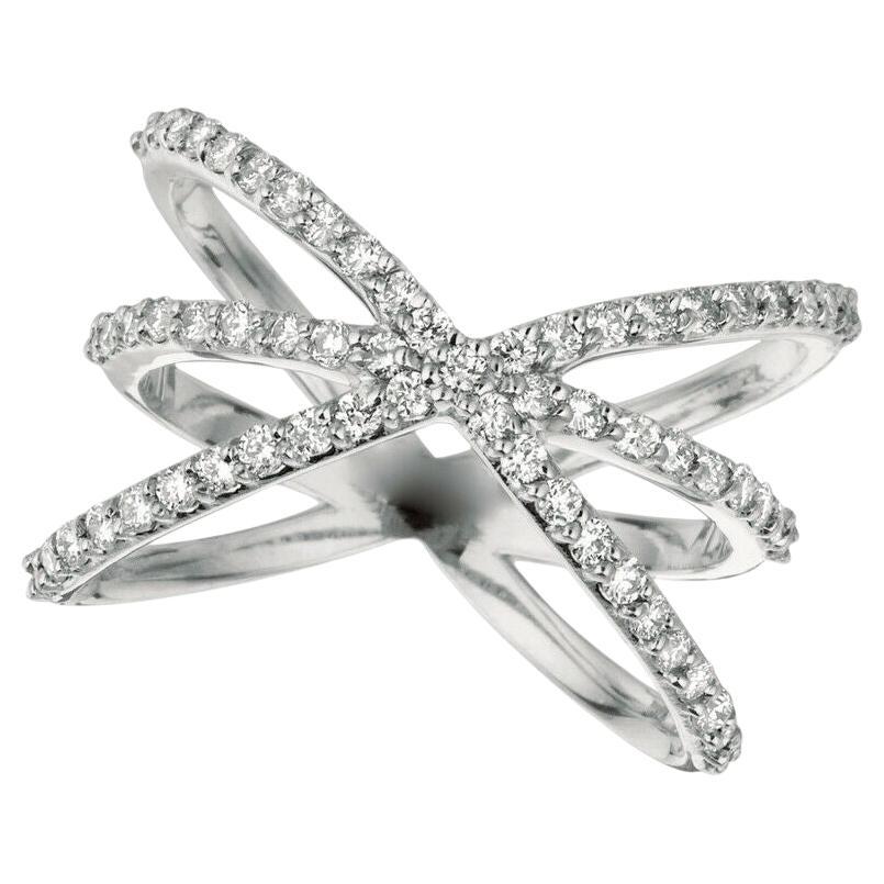 En vente :  Anneau en or blanc 14 carats avec diamants naturels de 0,65 carat