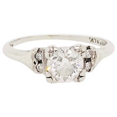 Estate Diamond Ring, 0.65 Carat Old European Cut, Engagement in 14 Karat Gold