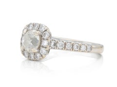 0.65 Carat Old Mine Cut Diamond Engagement Ring with A Halo
