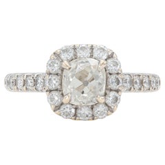 0.65 Carat Old Mine Cut Diamond Engagement Ring with A Halo