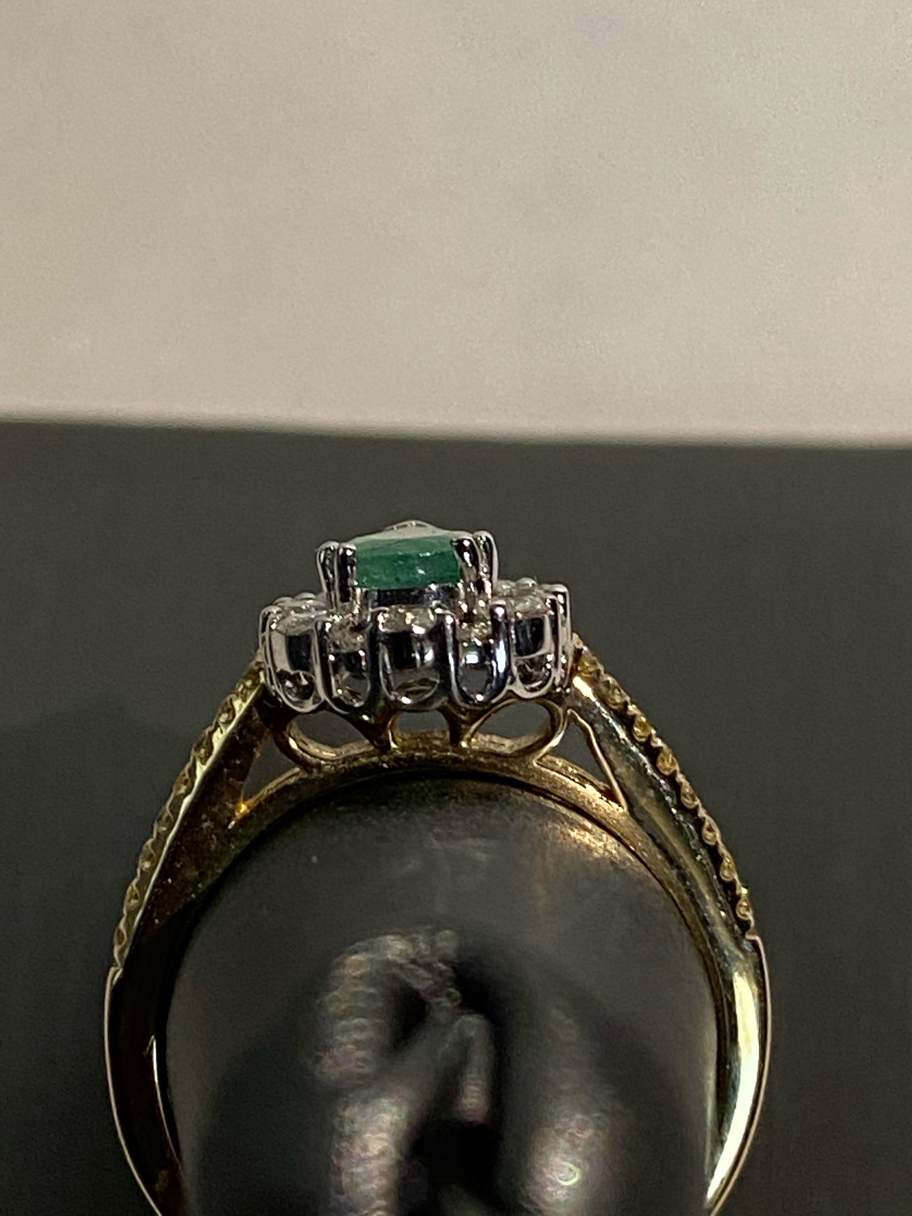 0.65 Carat Pear Shaped Emerald Diamond Halo Ring In New Condition In Trumbull, CT