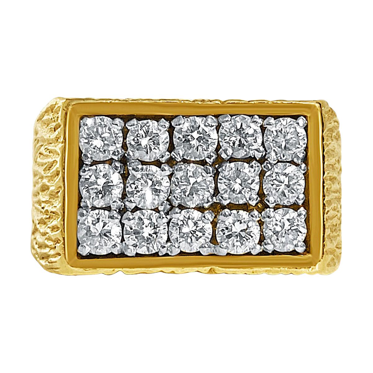 0.65 Carat Round-Brilliant Cut Diamond and 14k Gold Cluster Men's Ring For Sale