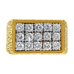 Bague pour homme en or 14 carats et grappe de diamants taille ronde brillants de 0,65 carat