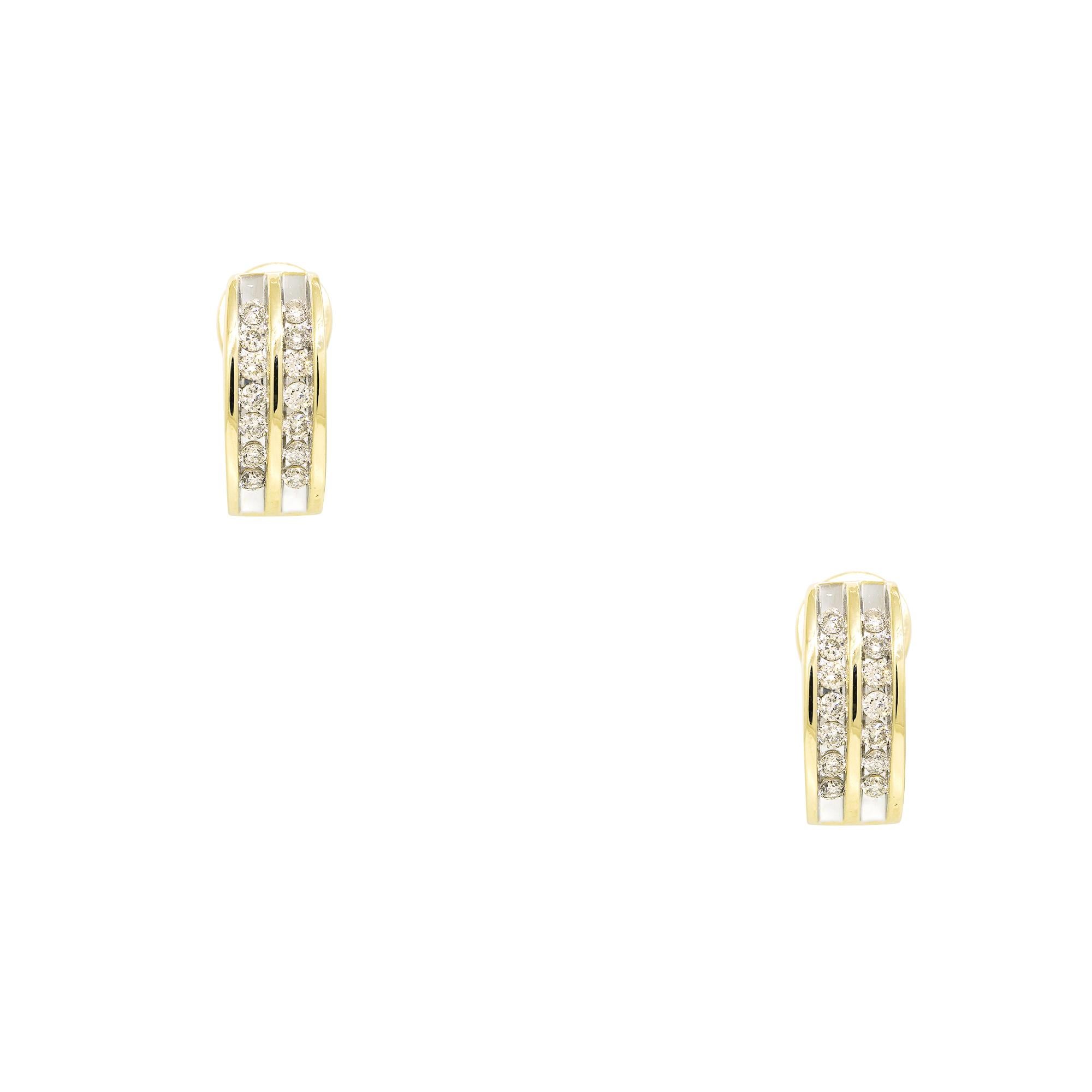 14k Yellow Gold 0.65ctw Round Brilliant Cut Diamond Channel Set Hoop Earrings

Product: Channel Set Diamond Hoop Earrings
Diamonds: All-natural diamonds
Material: 14k Yellow Gold
Diamond Details: There are approximately 0.65 carats of round