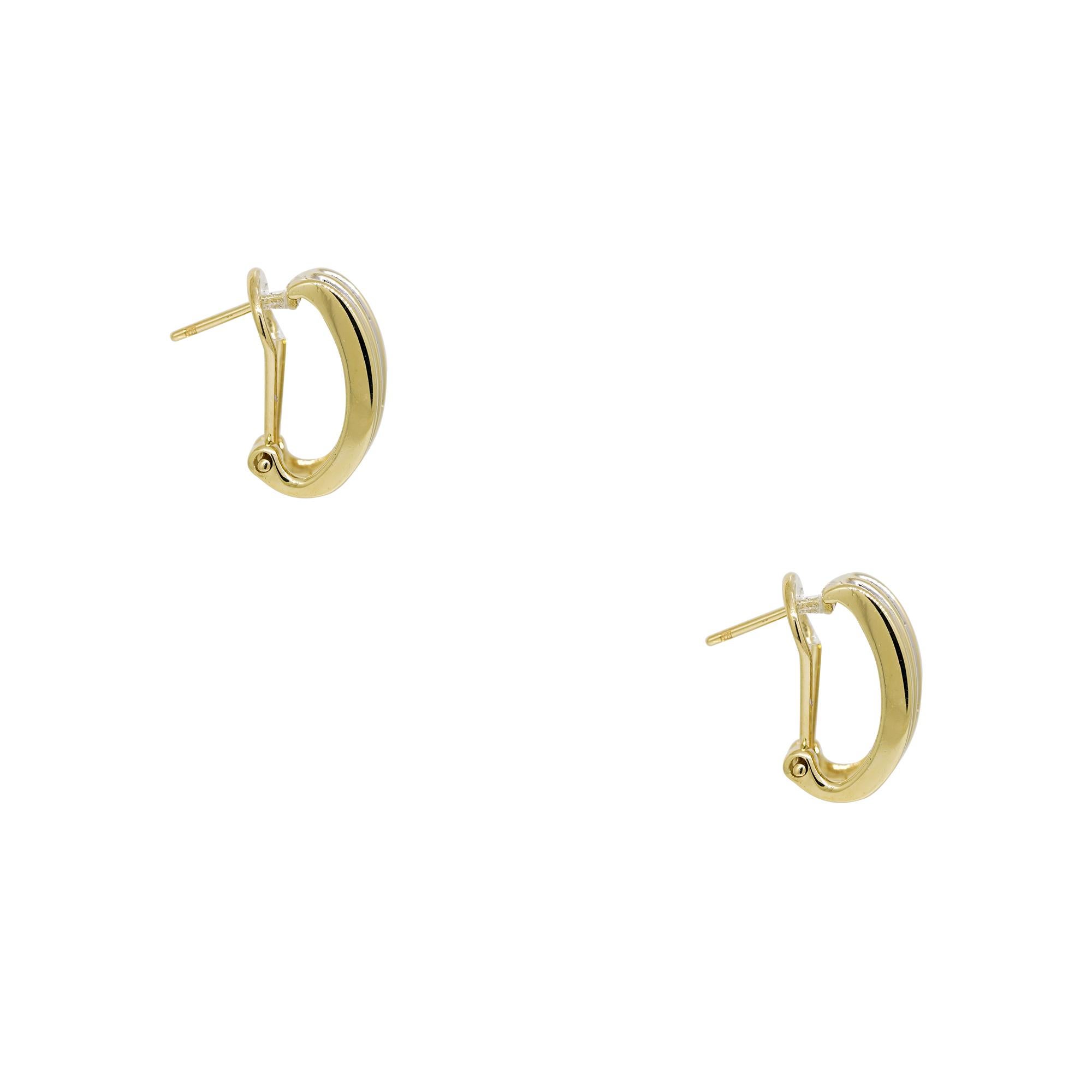 Round Cut 0.65 Carat Round Brilliant Diamond Channel Set Hoop Earrings 14 Karat In Stock For Sale