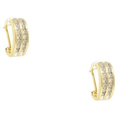 0.65 Carat Round Brilliant Diamond Channel Set Hoop Earrings 14 Karat In Stock
