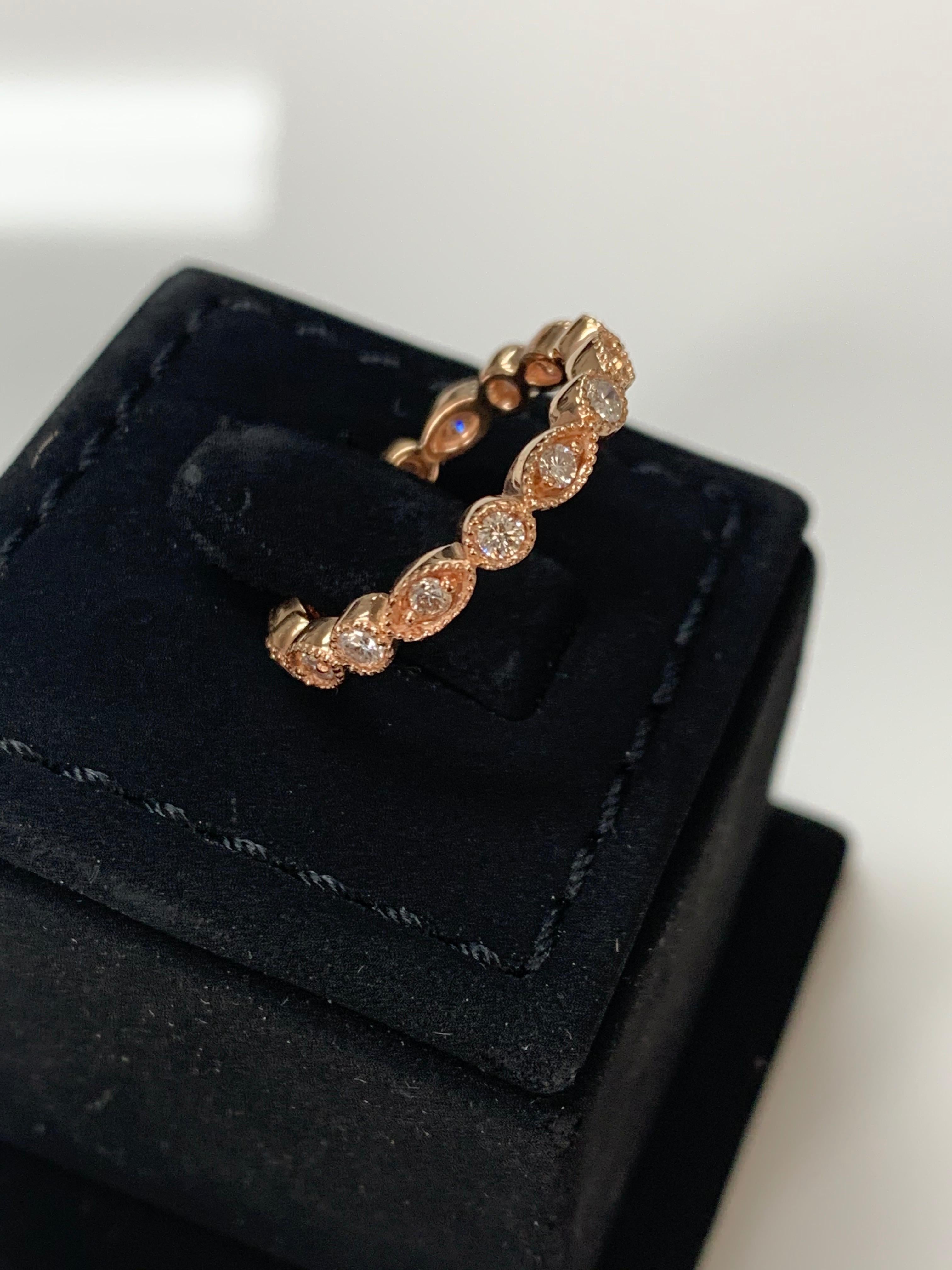 Bracelet d'éternité en or rose 14 carats avec diamants ronds et brillants de 0,65 carat Neuf - En vente à New York, NY