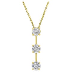 0.65 Carat Round Brilliant Diamond Three-Stone Journey Pendant Necklace