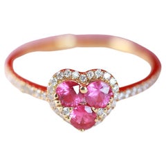 0.65 Carat Round Cut Ruby and Round Diamond 18 Karat Yellow Gold Ring