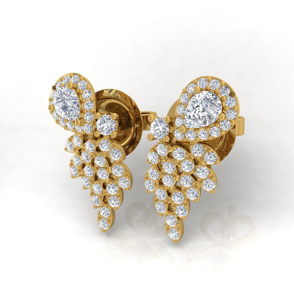 0,65 Karat SI Reinheit HI Farbe Diamant-Ohrringe 18 Karat Gelbgold Schmuck (Moderne) im Angebot