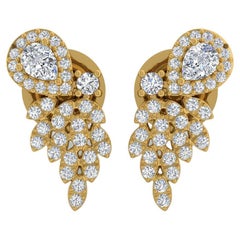 0.65 Carat SI Clarity HI Color Diamond Earrings 18 Karat Yellow Gold Jewelry