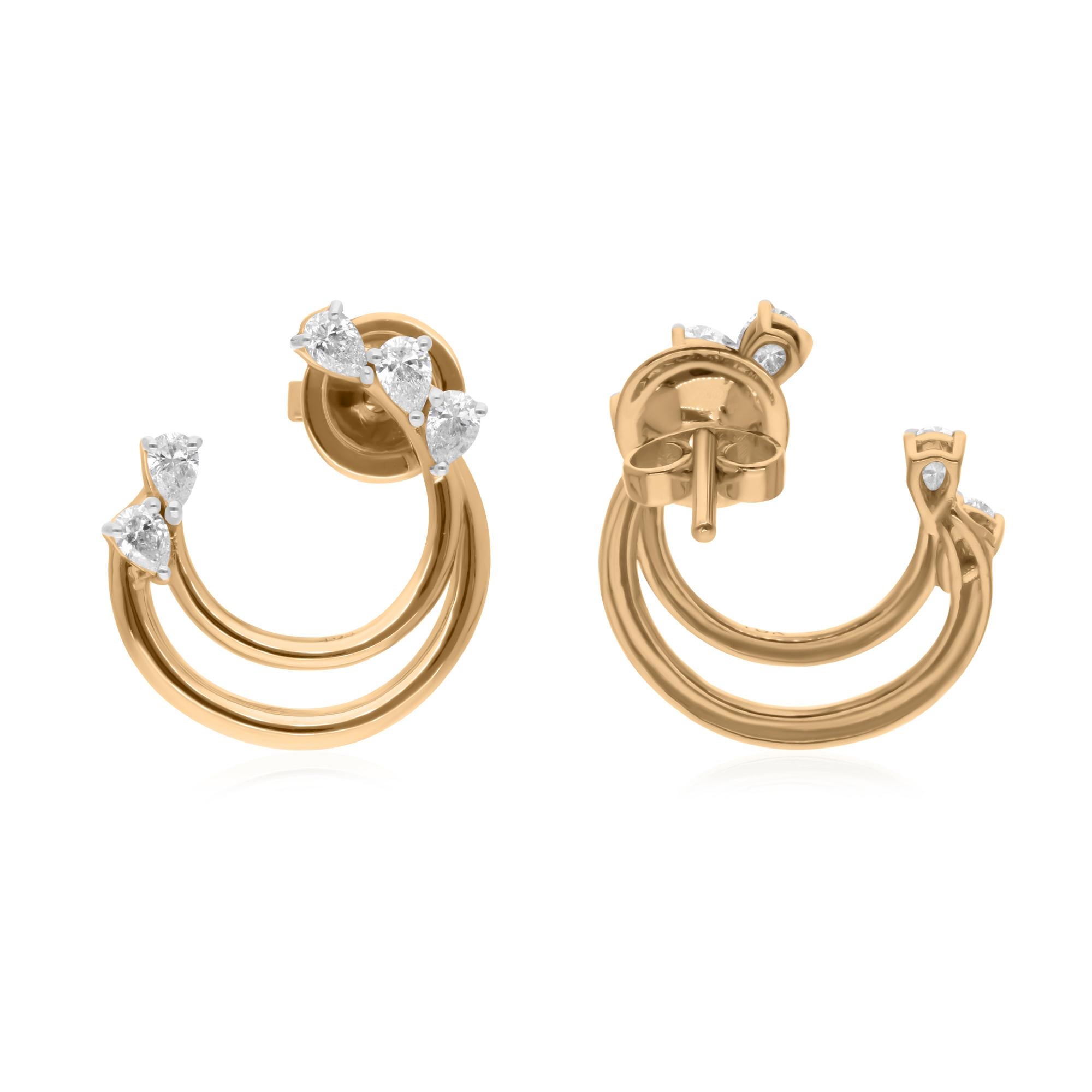 0,65 quilates SI Claridad Color HI Pendientes Medio Círculo de Diamantes Oro Amarillo de 14 Quilates en Nuevo estado para la venta en Diera, Dubai
