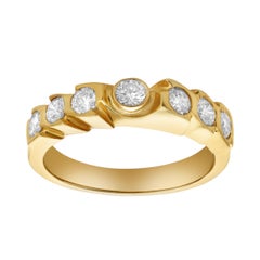 0.65 Carat Total Round Brilliant Cut Diamond Seven-Stone Wedding Band