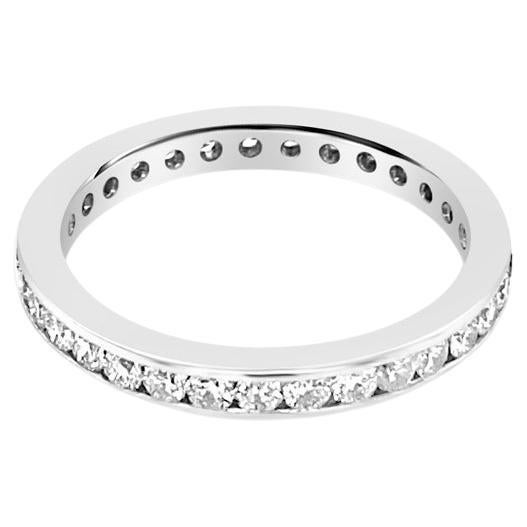 0.65 Carat Total Weight Round Channel Set Diamond Eternity Band, Platinum For Sale
