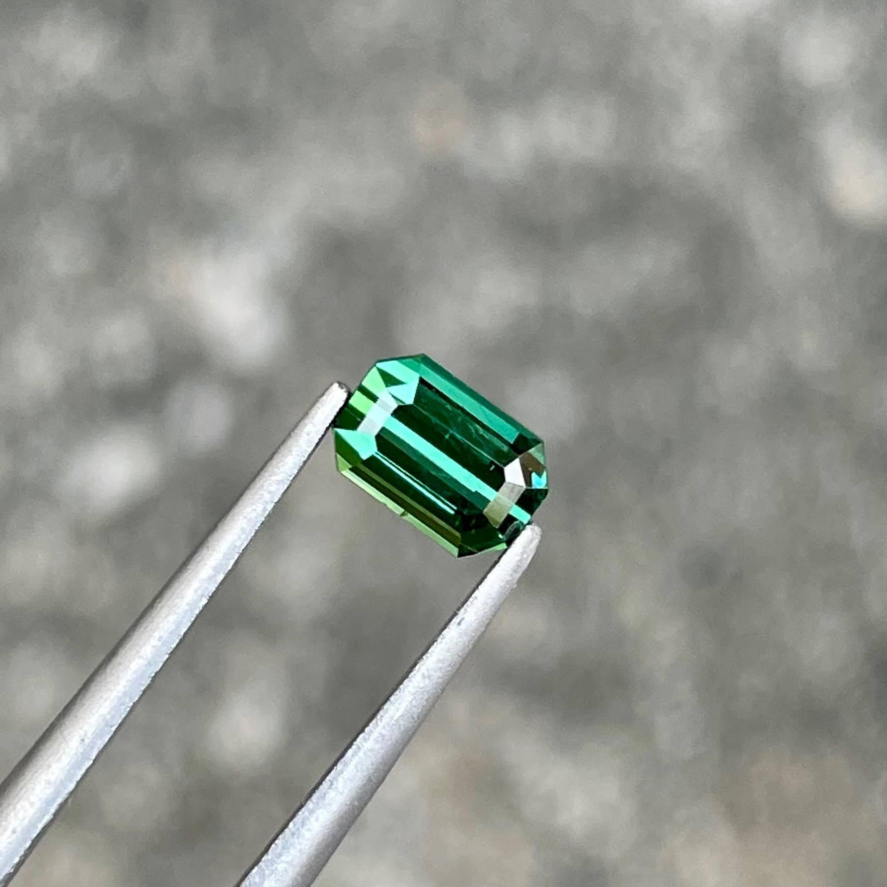 0.65 carats Greenish Blue Tourmaline Stone Emerald Cut Afghan Gemstone For Sale 1