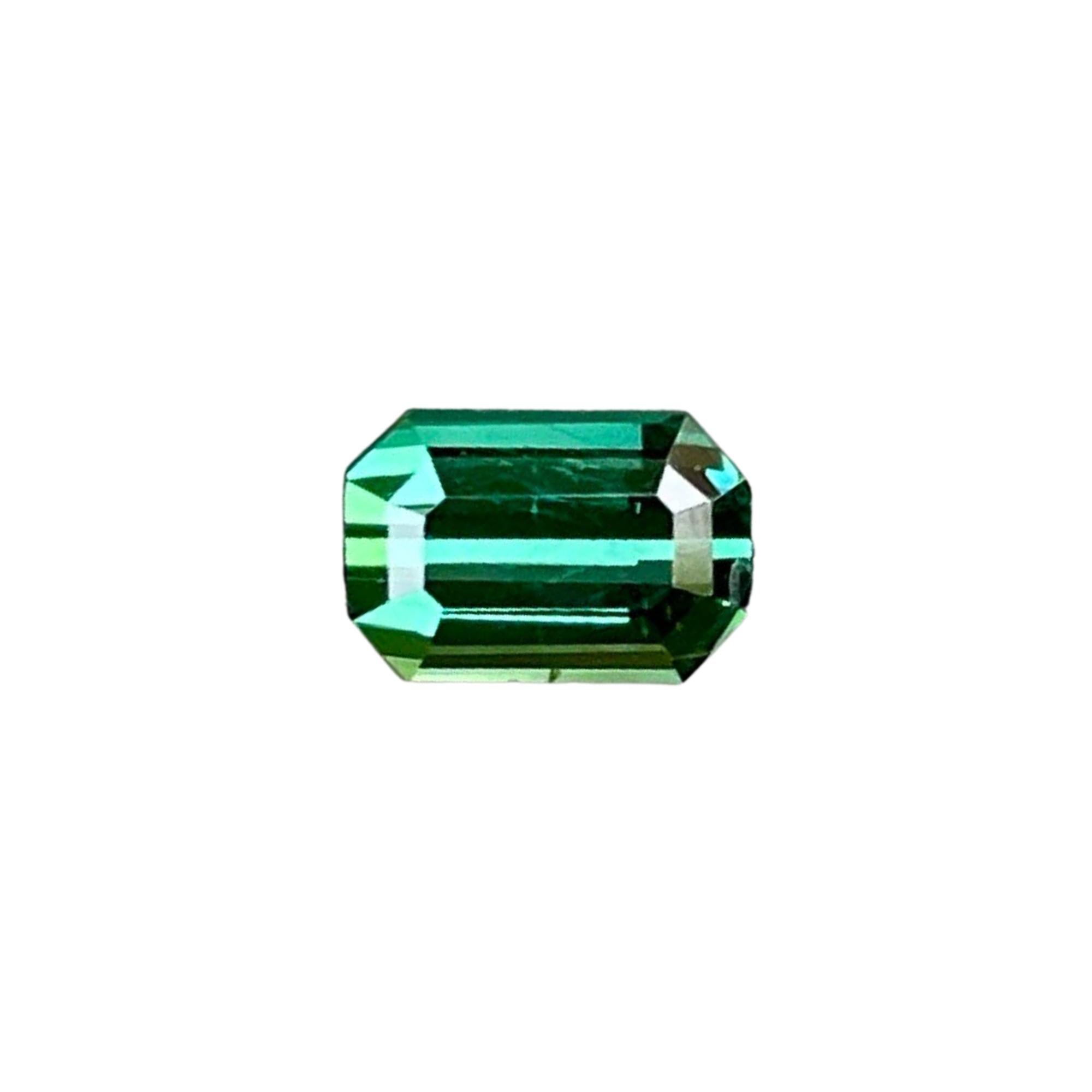 0.65 carats Greenish Blue Tourmaline Stone Emerald Cut Afghan Gemstone For Sale 4
