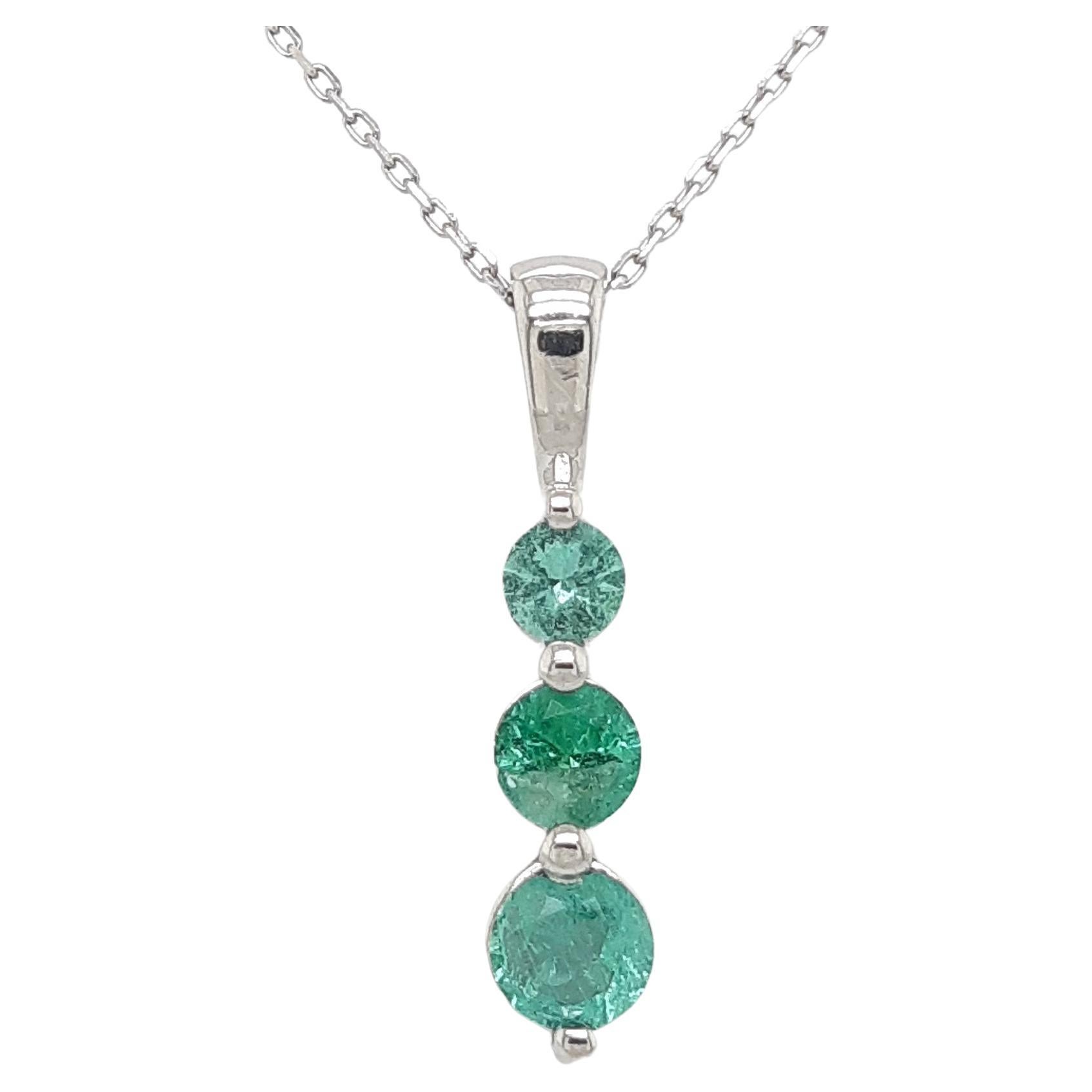  0.65 Carats Three Stone Emerald Pendant