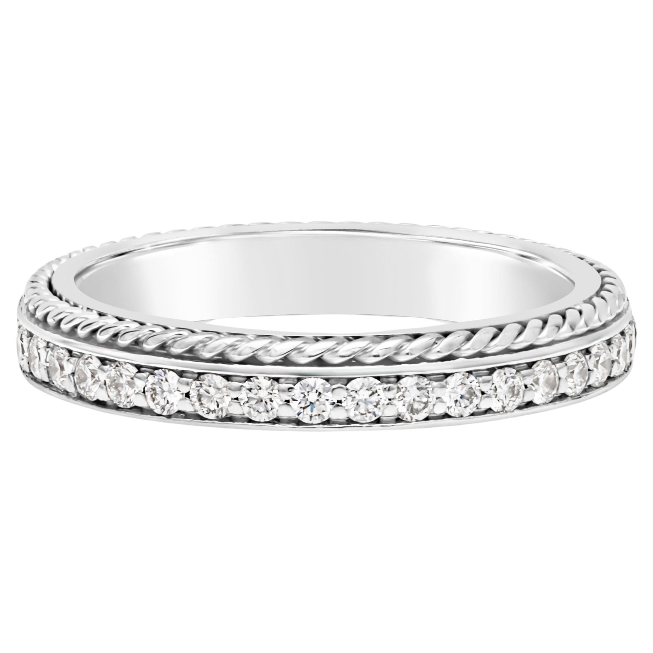 0.65 Carats Total Brilliant Round Cut Diamond Channel Set Eternity Wedding Band For Sale