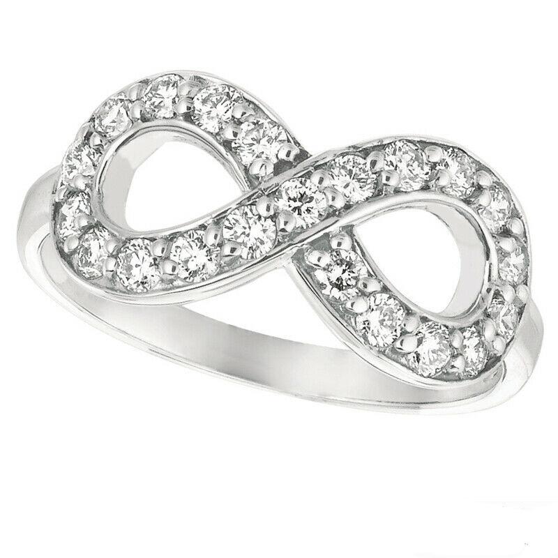 For Sale:  0.65 Ct Natural Round Cut Diamond Infinity Ring G SI 14K White Gold 2