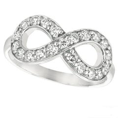 0.65 Ct Natural Round Cut Diamond Infinity Ring G SI 14K White Gold