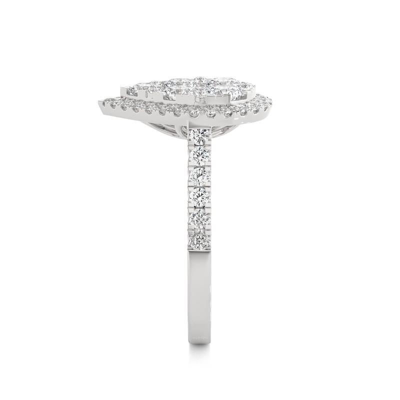 Modern 0.65 ctw Diamond Moonlight Pear Cluster Ring in 14K white Gold For Sale